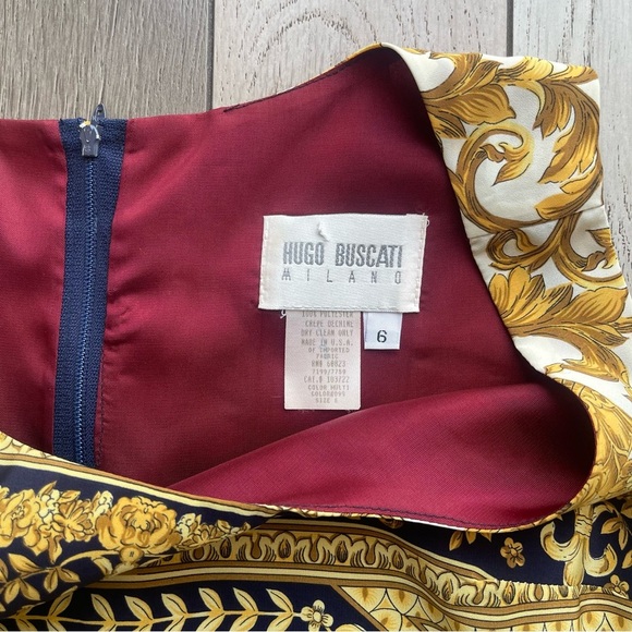 Hugo Buscati Milano Elegant Gold and Black Patterned Dress - Picture 2 of 6